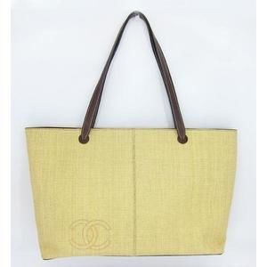 CHANEL straw leather tote bag